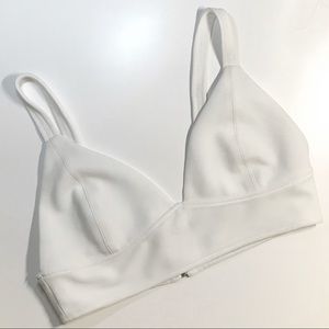 Forever 21 White Textured Zip Crop Top/Bralette L